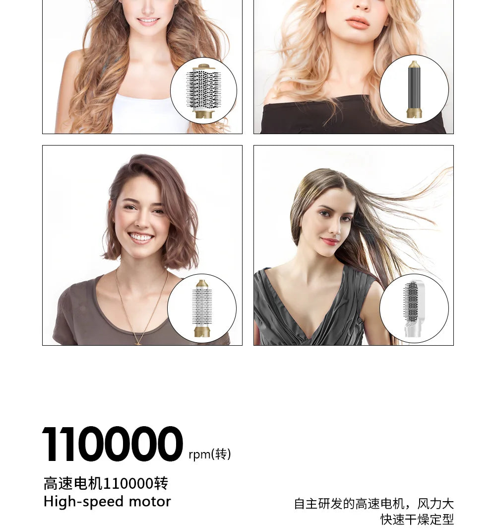 High Quality 6 in 1 Multi-Function Hair Care Set 110,000rpm Ionic Ionic Curling Iron Hair Dryer Straightener Brush Home Gift-4